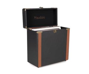 Audizio RC37 - Maleta de Lujo Elegante y Duradera con Capacidad para 30-35 Discos de Vinilo dependiendo del gramaje, Cierre metálico, esquineras de latón, bisagra y asa de Transporte, Color Negro
