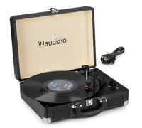 Audizio RP114BK Reproductor de Vinilo Negro con Altavoces, 3 Velocidades, Conexión AUX y Salida RCA - Tocadiscos Retro Compacto Ideal para Música en Casa, Ambientes Vintage o Regalo Musical
