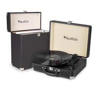 Audizio RP114BK - Tocadiscos portátil Acabado Negro 3 velocidades estéreo | Salida RCA incorporado, correa de transmisión, estilo retro, óptimo, para disfrutar y digitalizar vinilos