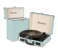 Audizio RP114BL - Pack de Tocadiscos con Altavoces Retro + Maleta RC32 Azul | Salida RCA incorporado, altavoces integrados y salida de auriculares, sonido estéreo, perfecto para coleccionistas de vinilos