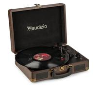 Audizio RP114W Tocadiscos con Altavoces Integrados, Tocadiscos de Vinilo, Tocadiscos con Adaptador para 3 velocidades 33,45,78 RPM, Tocadiscos, AUX y RCA/Cinch, Tocadiscos Retro - Color Madera
