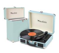 Audizio RP116BL Tocadiscos Retro Maleta Azul con Bluetooth in/out, Altavoces Integrados, 33/45/78 RPM, digitalización a MP3, Incluye Estuche RC32 para 35 Discos Vinilo