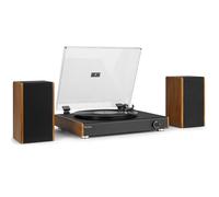 Audizio RP335 - Tocadiscos con Bluetooth y USB Acabado marrón 3 velocidades | Bluetooth y USB incorporados, 3 velocidades, altavoces integrados, sonido estéreo, para amantes del sonido analógico