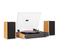 Audizio RP335BB - Tocadiscos con Bluetooth y USB Acabado marrón Claro Retro | Bluetooth y USB incorporados, 3 velocidades, grabación a MP3, sonido estéreo, para disfrutar y digitalizar vinilos