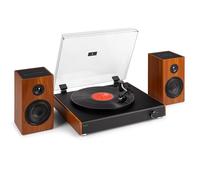 Audizio RP337W - Tocadiscos con Bluetooth y USB Acabado marrón Salida RCA | Bluetooth y salida RCA incorporados, cápsula Audio Technica, perfecto para regalar o decorar con estilo vintage