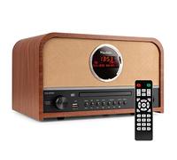 Audizio Salerno - Radio Dab+ Bluetooth y CD Acabado Madera USB Alarma Mando | CD integrado y USB, Bluetooth y radio DAB+, pantalla a color, función de alarma, para salón, cocina y dormitorio