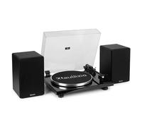 Audizio Toledo - Tocadiscos con Bluetooth Acabado Negro Salida RCA estéreo | Bluetooth y salida RCA incorporados, cápsula Audio Technica, correa de transmisión, para escuchar música en casa