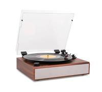 Audizio Tucson - Tocadiscos Bluetooth in/out con Altavoces 40W Color Cerezo | Bluetooth 5.4 de entrada y salida, 33/45/78 RPM, altavoces estéreo de 40W, ideal para escuchar vinilos en salón y dormitorio