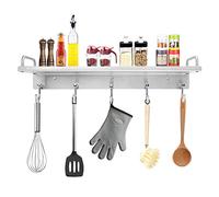 Audmore Estante para utensilios de cocina, estante de especias con ganchos para montaje en pared, estante sobre la estufa, estante de pared de almacenamiento colgante para espátula, organizador de