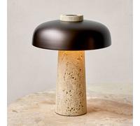 Audo Copenhagen Audo lámpara de mesa LED Reverse, bronce, travertino, altura 30 cm