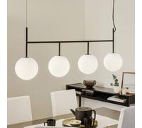 Audo Copenhagen Lámpara colgante LED Audo TR Bulb, 4 alas, negro/ópalo, cristal EC:EPREL:752533