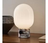 Audo Copenhagen Lámpara de mesa Audo JWDA, 32 cm, blanca, mármol, cristal