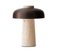 Audo Copenhagen Lámpara de mesa portátil Reverse 24.5 cm Travertine-bronzed aluminium