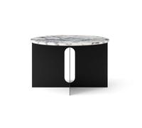 Audo Copenhagen Mesa auxiliar Androgyne Calacatta Viola mármol-negro acero. Ø65 cm