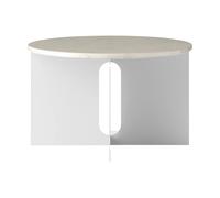 Audo Copenhagen Mesa auxiliar Androgyne Crystal Rose mármol-acero cepillado. Ø65 cm