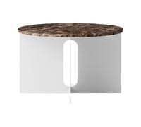 Audo Copenhagen Mesa auxiliar Androgyne Mármol Emperador-acero cepillado. Ø65 cm