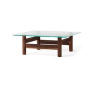 Audo Copenhagen Mesa de centro Brasilia 100x100 cm Walnut-clear glass