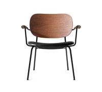 Audo Copenhagen Sillón Co Cuero dakar 0842 black. respaldo y brazo roble oscuro. base negra