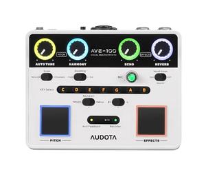 AUDOTA AVE-100 Procesador vocal multiefecto, triple cancelación de bucle inteligente, interfaz de audio OTG para cantantes, podcasters, transmisión en vivo y estudio en casa