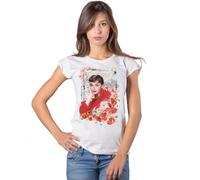 Audrey Hepburn Floral 18-6-3 Moda Urban Slub Lady Mujer 100% Algodón flameado, blanco/blanco., S