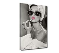 Audrey Hepburn - Lienzo decorativo para pared, diseño de labios en blanco y negro, diseño de labios en blanco y negro