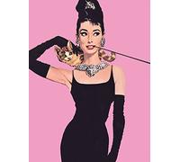 Audrey Hepburn Lienzo Impreso Rosa, Algodón, Multicolor, 1.8x60x80 cm