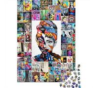 Audrey Hepburn Rompecabezas Collage Art 1000 Piezas Papel Reciclado para Mujeres, Regalos para Hombres Rompecabezas Divertido Regalo Y Actividad En Casa 52x38cm/1000pcs