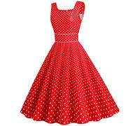Audrey Hepburn - Vestido para mujer, cóctel, boda, vintage, retro, 50, estilo vintage, 50, 60, para fiesta, fiesta, fiesta, fiesta, fiesta, Rockabilly sin mangas, vestido de playa, vestido pin up años