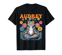 Audrey Whimsical Frog Design para niñas Nombre Audrey Camiseta