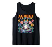 Audrey Whimsical Frog Design para niñas Nombre Audrey Camiseta sin Mangas