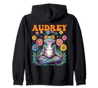 Audrey Whimsical Frog Design para niñas Nombre Audrey Sudadera con Capucha