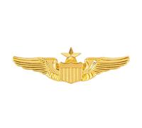 AUEAR, Broche de aviador de metal con alas militares de la USAF Air Force Senior Pilot Wing Badge dorado
