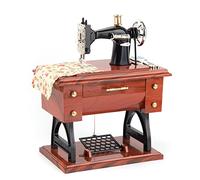 AUEAR, Caja de música de reloj de máquina de coser vintage grande para decoración de regalo de colección
