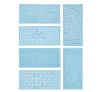 AUEAR, Juego de 6 moldes de impresión para fondant, diseño de ladrillo, pared, flores, adoquines en relieve, corteza de árbol, diseño de textura de piedra para cupcakes, galletas, decoración de bordes