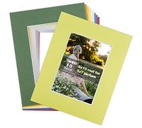 AUEAR, Paquete de 10 alfombrillas precortadas de colores mixtos de 8 x 10 pulgadas, sin ácidos, para fotos, obras de arte y impresiones de 5 x 7 pulgadas, con núcleo blanco biselado