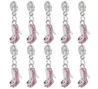 AUEAR, Paquete de 10 dijes de cristal rosa de moda con forma de zapato de tacón alto a granel colgantes de joyería para hacer joyas, collares, pulseras, bricolaje