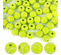 AUEAR, Paquete de 100 cuentas de pelota de tenis de 12 m para hacer joyas deportivas, collares, pulseras, accesorios de decoración