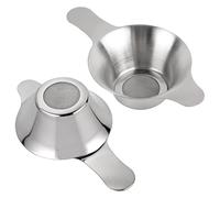 AUEAR, Paquete de 2 mini coladores de acero inoxidable de diferentes tamaños, malla fina, embudo de té, filtro de café con asas dobles