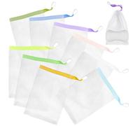 AUEAR, Paquete de 20 bolsas de malla exfoliante hechas a mano con doble capa de espuma de burbujas con cordón (colores surtidos)