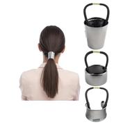 AUEAR, Paquete de 3 brazaletes de metal negro con círculo para el cabello, soporte para cola de caballo para mujeres y niñas, accesorios para el cabello