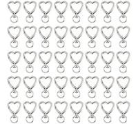 AUEAR, Paquete de 30 llaveros de metal con forma de corazón para bricolaje, con hebilla, llavero de resorte, clip para colgar, accesorios