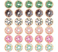 AUEAR, Paquete de 30 mini donas de resina, adornos de donas de resina, bonitos adornos de donas de parte trasera plana para hacer accesorios de manualidades, 30 Pack, Sin gemas.