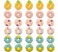 AUEAR, Paquete de 30 mini donas de resina, lindas donas de parte trasera plana, adornos de donas de resina para hacer accesorios de manualidades, 30 Pack, Sin gemas.