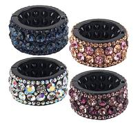 AUEAR, Paquete de 4 soportes para cola de caballo con diamantes de imitación para mujeres y niñas (estilo D)