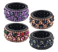 AUEAR, Paquete de 4 soportes para cola de caballo con diamantes de imitación para mujeres y niñas (estilo C)