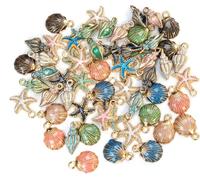 AUEAR, Paquete de 45 colgantes esmaltados de estrella de mar con concha de mar para pulseras y collares