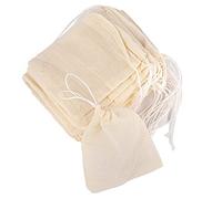 AUEAR, Paquete de 50 bolsas reutilizables de algodón con cordón para sopa, bolsa de especias de 3 x 4 pulgadas, bolsa de filtro de té, bolsa de muselina de hierbas para colar