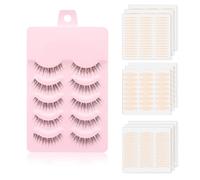 AUEFUDQ Auefudq Pestañas Postizas De Visón 5 Pares + Cintas Para Párpados 288 Piezas,Pestañas Postizas Naturales,Párpados De Instante Levantar