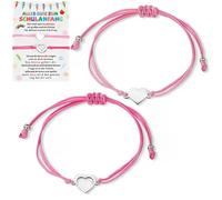 AUEFUDQ Pulsera de la amistad Para que las mejores amigas den regalos a damas y niñas I pulsera de tela 2 personas con colgante de corazón chapado en oro
