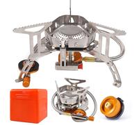 AUEJACKY Hornillo de camping de 3500 W, a prueba de viento, de gas con encendido piezoeléctrico, pequeño plegable, hornillo de gas con adaptador, para camping, pícnic, camping, trekking, senderismo